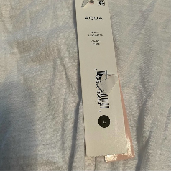 Aqua Women's White Casual Oversized Arm Hole Twist Front Crew Neck Tank sz L - Picture 5 of 6